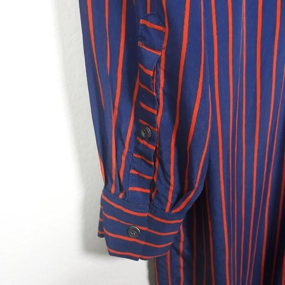 Closed Striped Shirt Dress M Work Office Classic - Picture 2 of 5